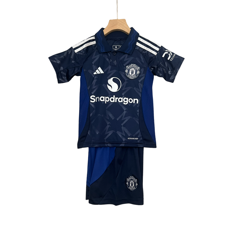Conjunto Infantil Manchester United Away 24/25 Adidas - Azul
