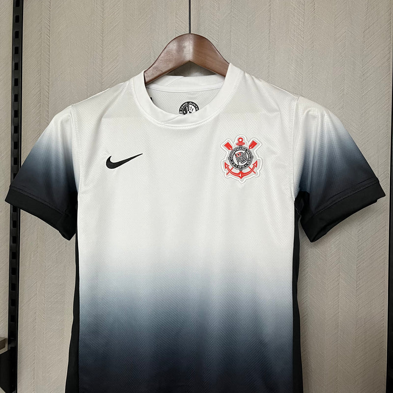 Conjunto Infantil Corinthians Home 25/26 Nike - Branca