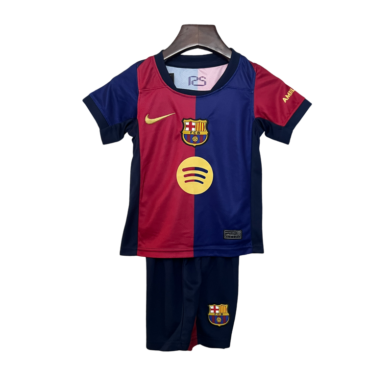 Conjunto Infantil Barcelona Home 24/25 Nike - Azul e Grená