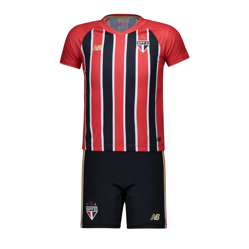 Conjunto Infantil São Paulo Away 25/26 New Balance - Tricolor