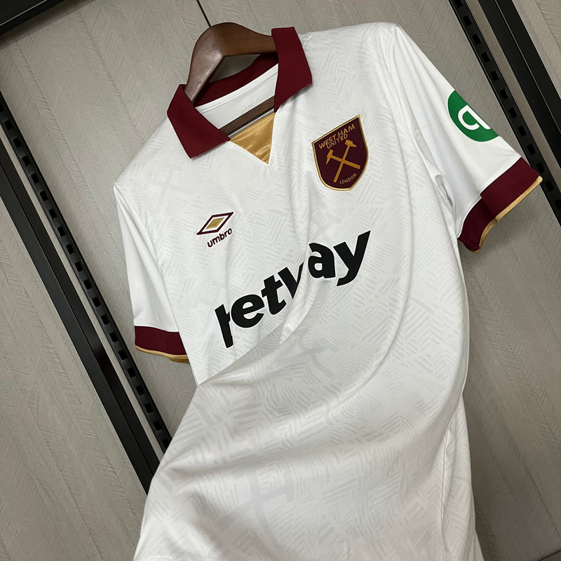 Camisa West Ham Away 24/25 s/n° Torcedor Umbro Masculina - Branca