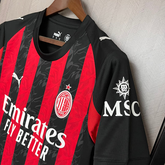 Camisa AC Milan Home 25/26 Torcedor Masculina - Preta e Vermelha