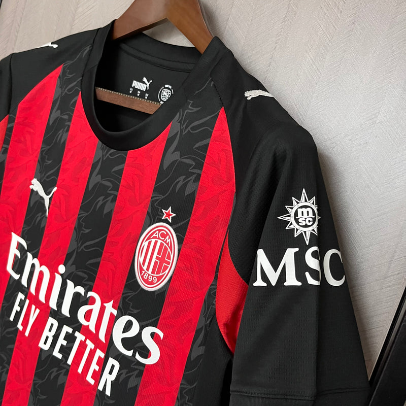 Camisa AC Milan Home 25/26 Torcedor Masculina - Preta e Vermelha