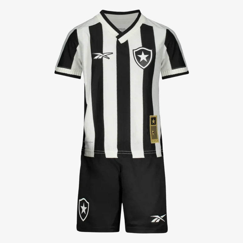 Conjunto Infantil Botafogo Home 25/26 Reebok - Preta e Branca