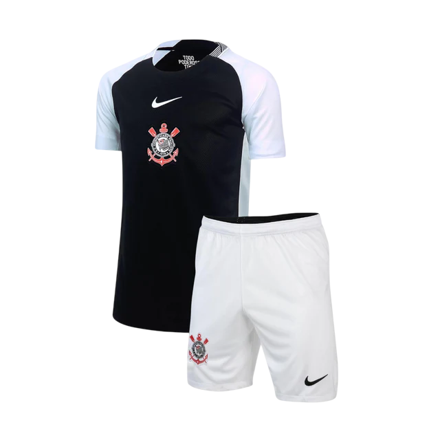 Conjunto Infantil Corinthians Away 25/26 Nike - Preta