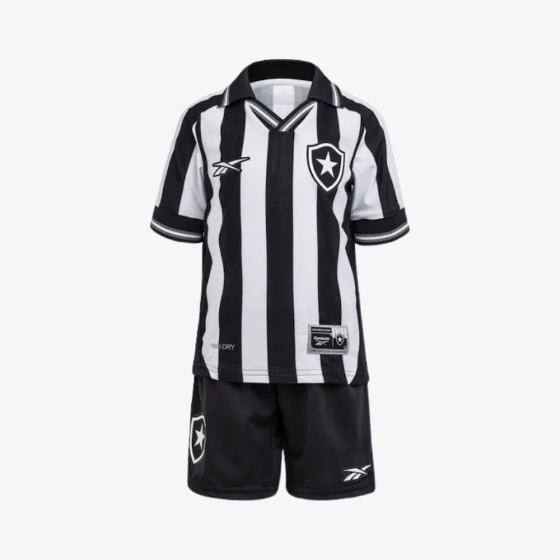 Conjunto Infantil Botafogo Home 25/26 Reebok - Preta e Branca