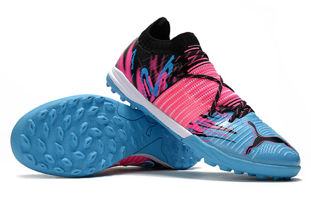 Chuteira Society Puma Future Z TF Blue/Pink - Low