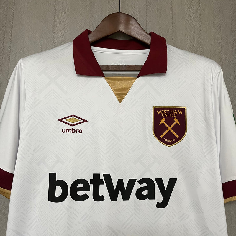 Camisa West Ham Away 24/25 s/n° Torcedor Umbro Masculina - Branca