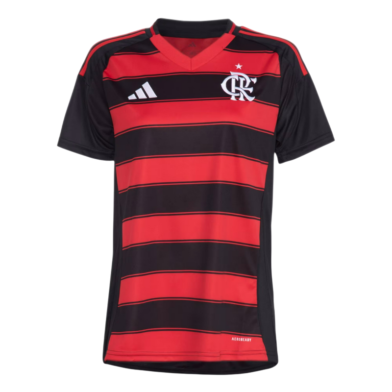 Camisa Flamengo Home 25/26 s/n° Torcedor Adidas Feminina - Vermelha e Preta