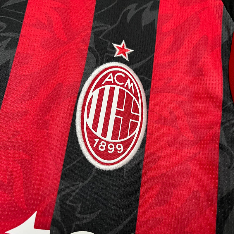Camisa AC Milan Home 25/26 Torcedor Masculina - Preta e Vermelha