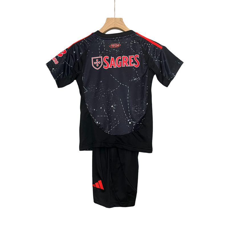 Conjunto Infantil Benfica Away 24/25 Adidas - Preta