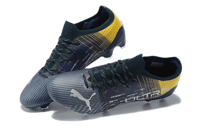 Chuteira Campo Puma Ultra FG Azul/Amarelo