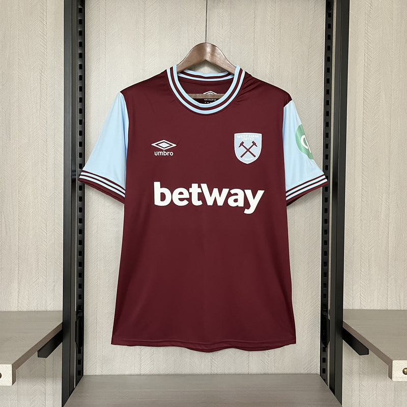 Camisa West Ham Home 24/25 s/n° Torcedor Umbro Masculina - Grená