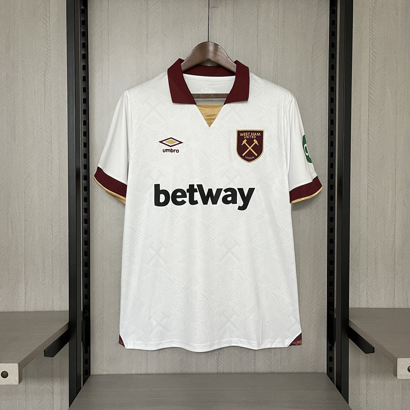 Camisa West Ham Away 24/25 s/n° Torcedor Umbro Masculina - Branca