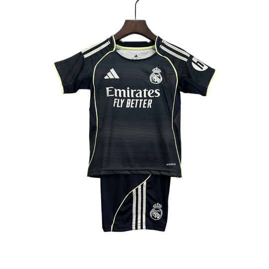 Conjunto Infantil Real Madrid Away 25/26  Adidas - Preta