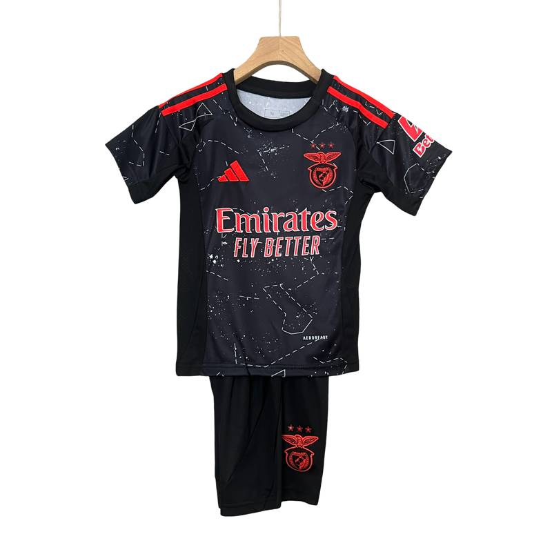 Conjunto Infantil Benfica Away 24/25 Adidas - Preta