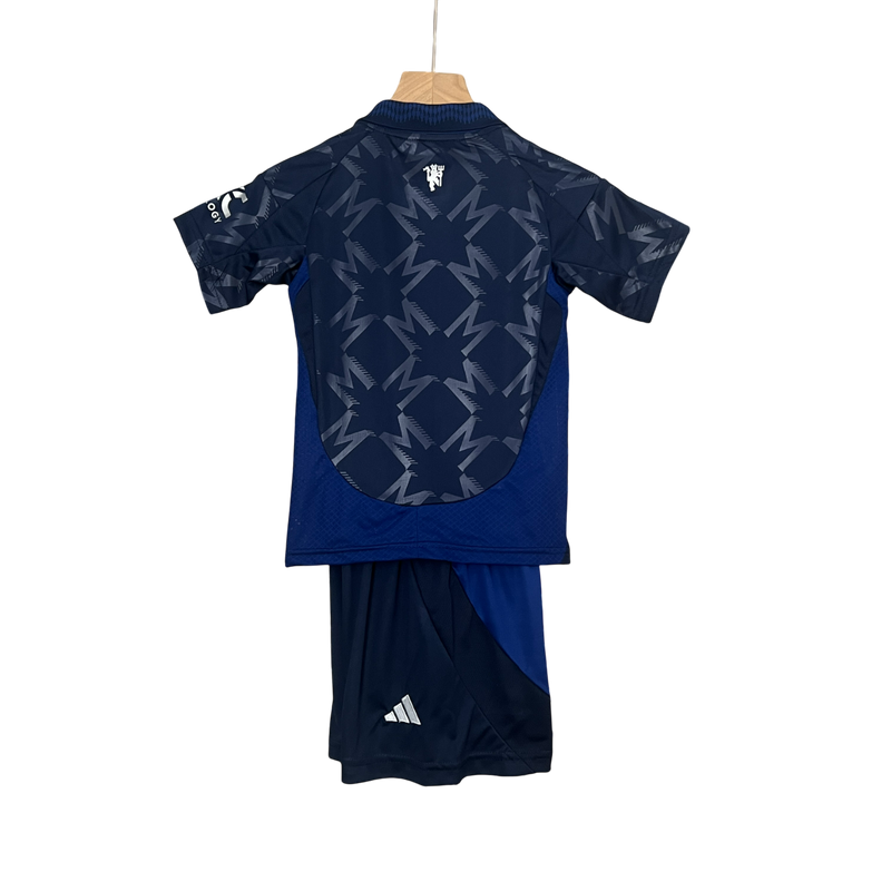 Conjunto Infantil Manchester United Away 24/25 Adidas - Azul