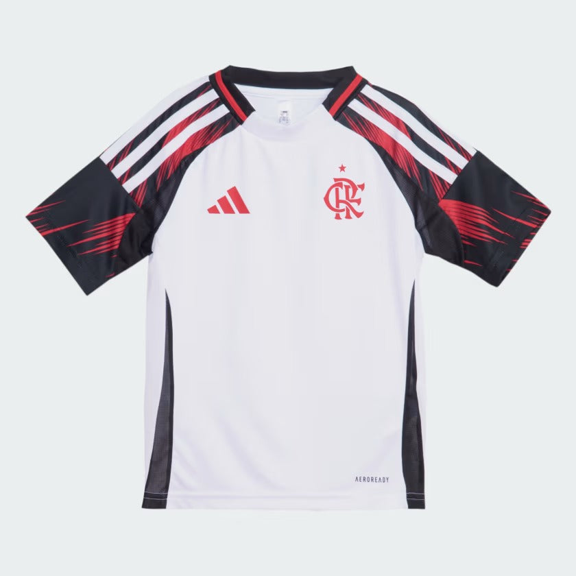 Conjunto Infantil Flamengo Away 25/26 Adidas - Branca e Vermelha