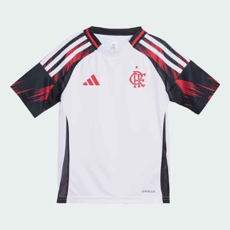 Conjunto Infantil Flamengo Away 25/26 Adidas - Branca e Vermelha