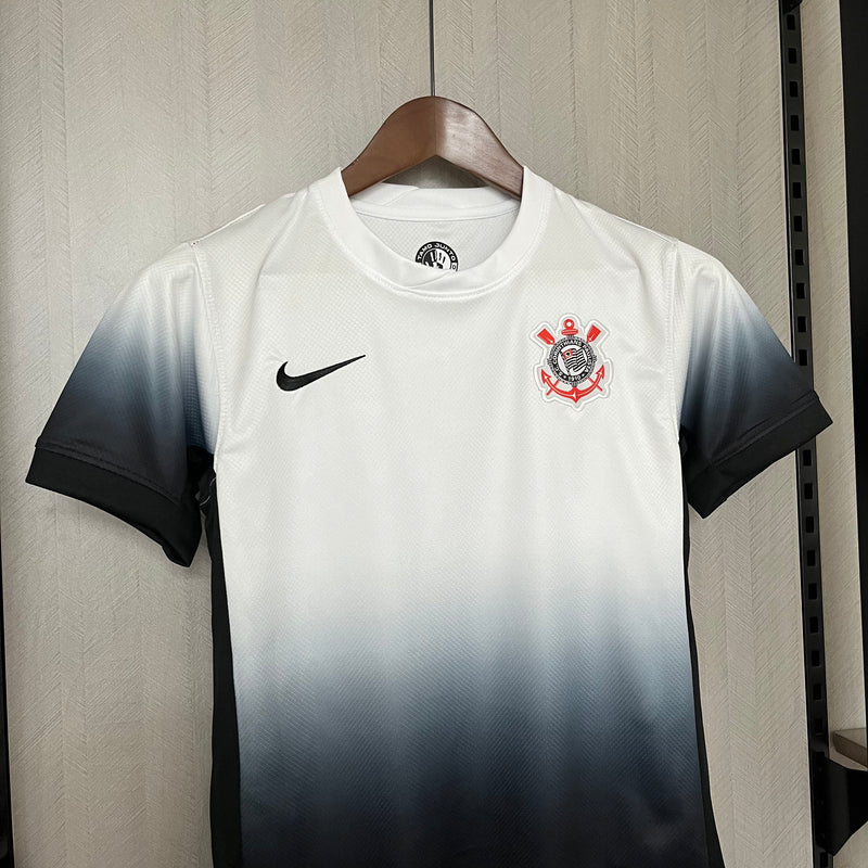 Conjunto Infantil Corinthians Home 25/26 Nike - Branca