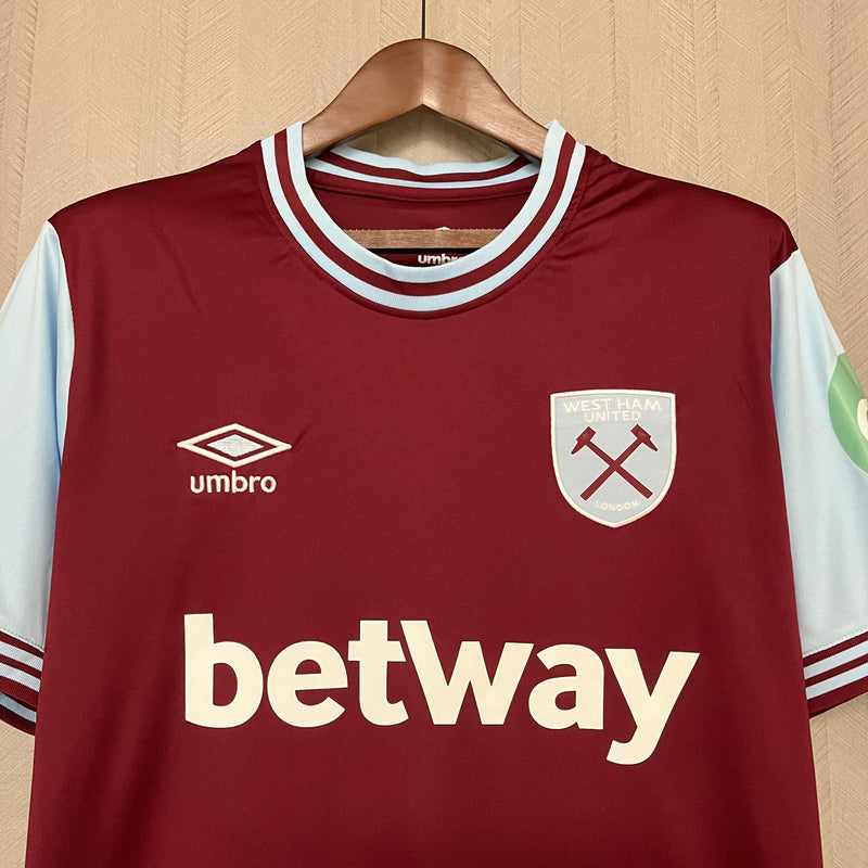 Camisa West Ham Home 24/25 s/n° Torcedor Umbro Masculina - Grená