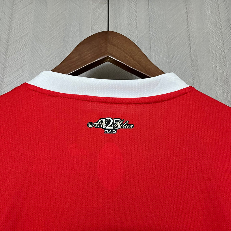 Camisa AC Milan Home 24/25 Torcedor Masculina - Preta e Vermelha