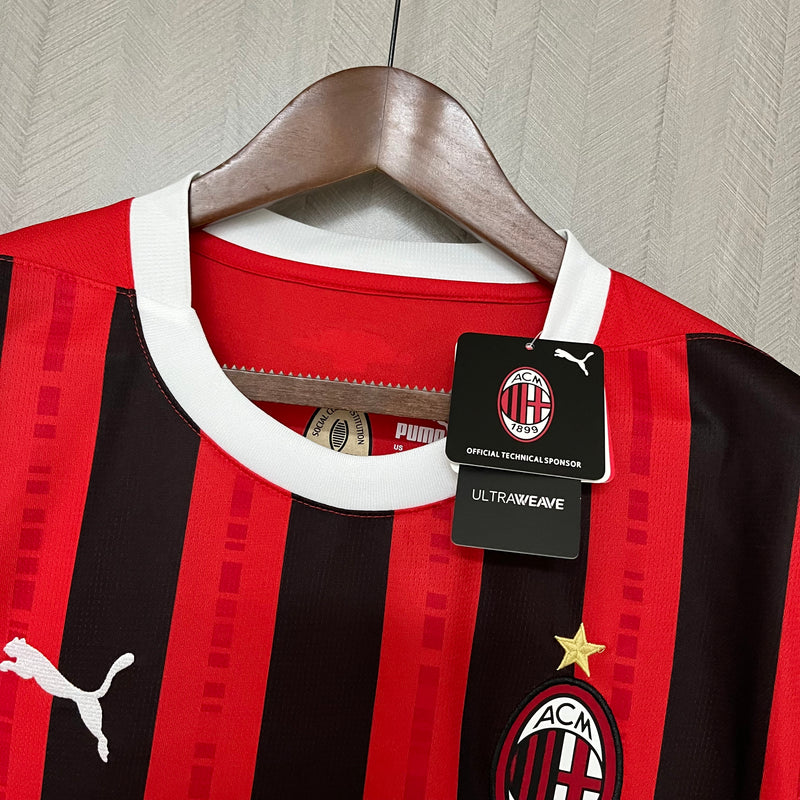 Camisa AC Milan Home 24/25 Torcedor Masculina - Preta e Vermelha