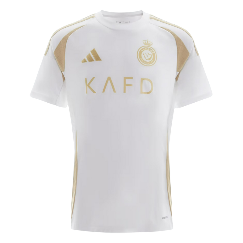 Camisa Al Nassr Third 24/25 Torcedor Nike Masculina - Branca e Dourada