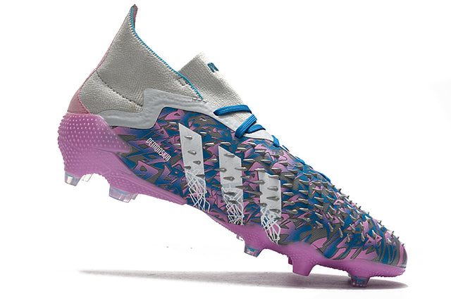 Chuteira Campo Adidas Predator Freak .1 FG Gray/Blue/Pink - Cano Alto