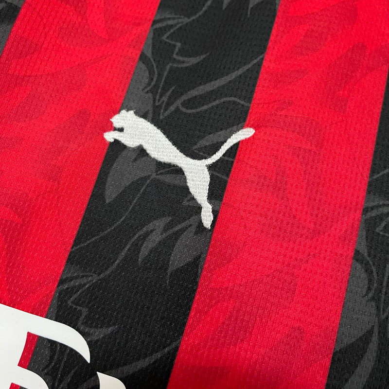 Camisa AC Milan Home 25/26 Torcedor Masculina - Preta e Vermelha