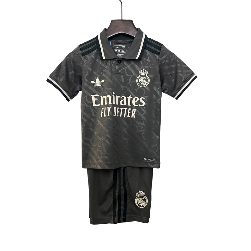 Conjunto Infantil Real Madrid Third 24/25 Adidas - Cinza
