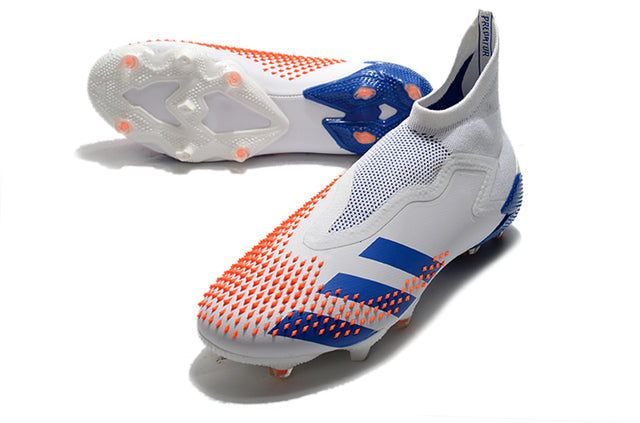 Chuteira Campo Adidas Predator Mutator + FG White/Blue - Cano Alto