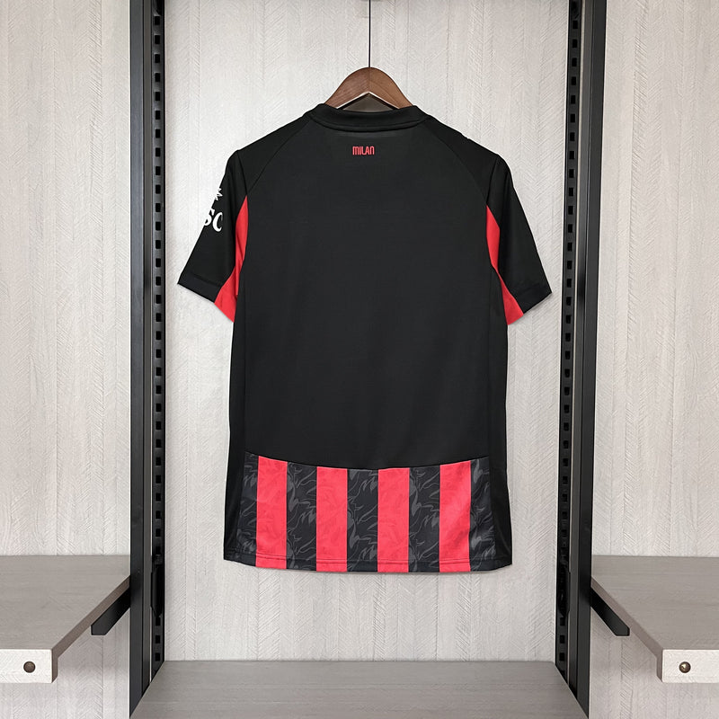 Camisa AC Milan Home 25/26 Torcedor Masculina - Preta e Vermelha