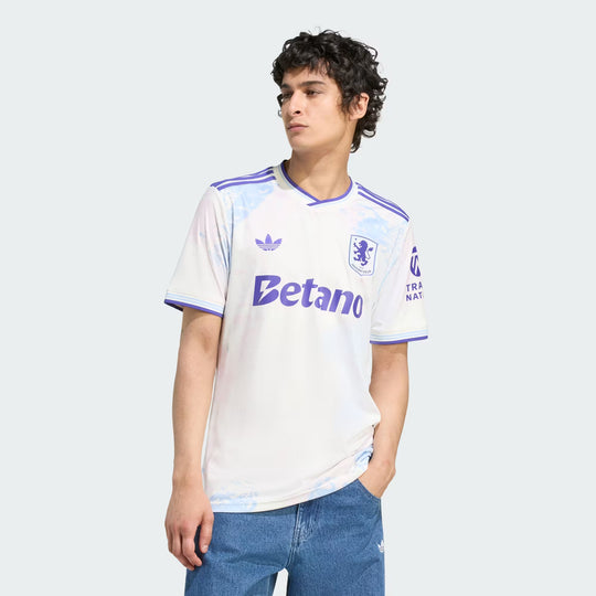 Camisa Aston Villa Away 25/26 Torcedor Adidas Masculina - Branca e Lilás