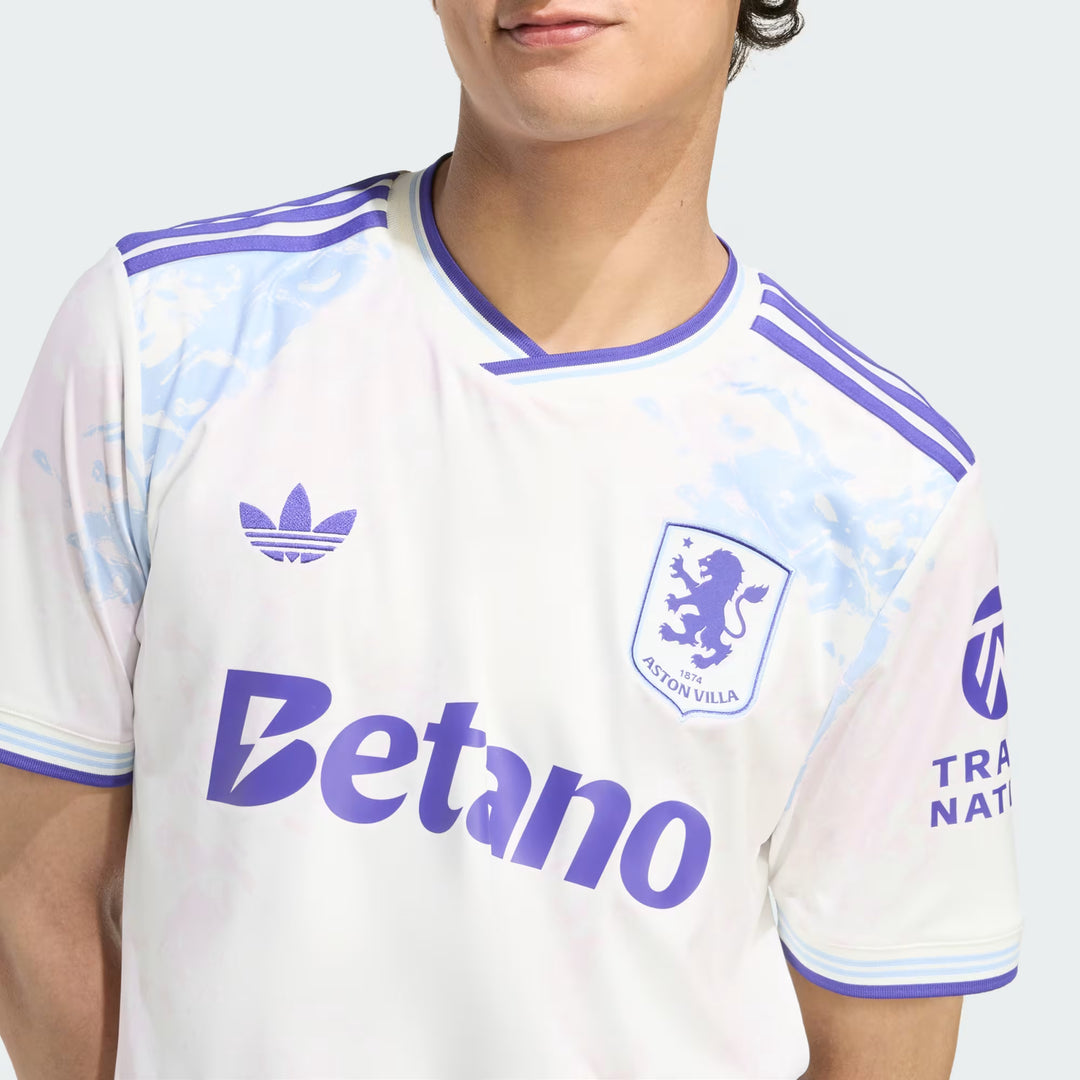 Camisa Aston Villa Away 25/26 Torcedor Adidas Masculina - Branca e Lilás