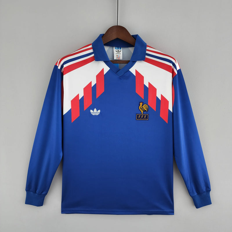 Camisa Manga Longa Seleção França 88/90 Adidas - Azul