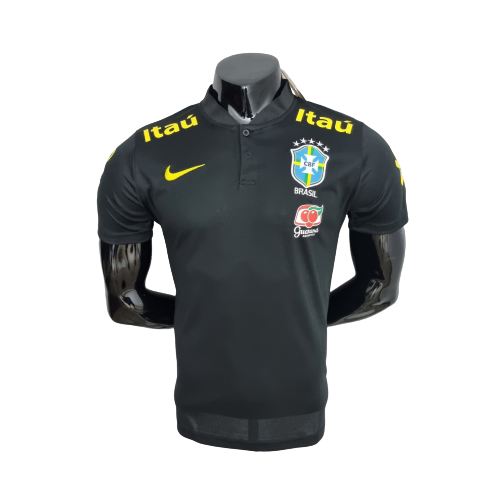 Camisa Brasil Polo Gola Baixa  Preta - Masculina