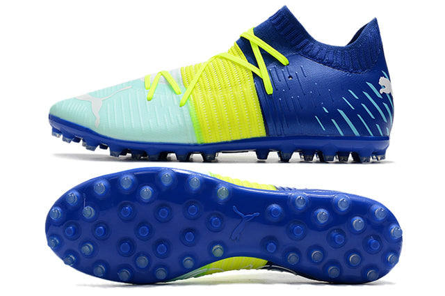 Chuteira Society Puma Future Z FG Blue/Yellow/Green - Low