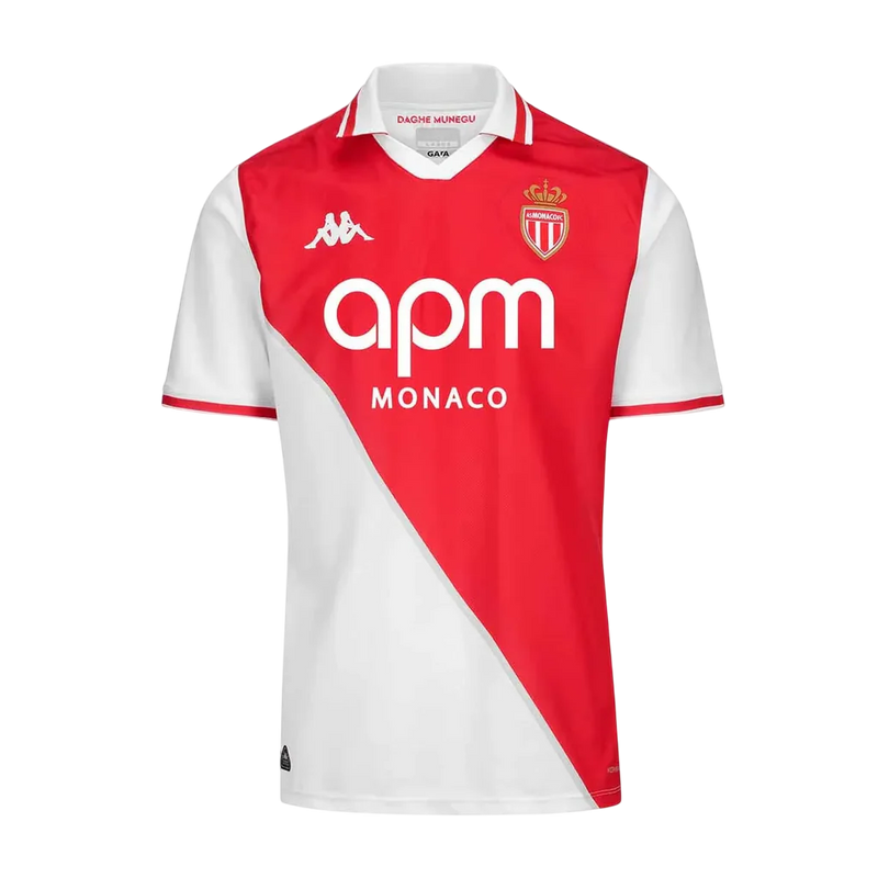 Camisa Mônaco Home 24/25 Torcedor Kappa Masculina - Branca e Vermelha