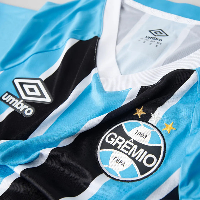 Camisa Grêmio Home 25/26 Torcedor Umbro Feminina - Azul e Preta