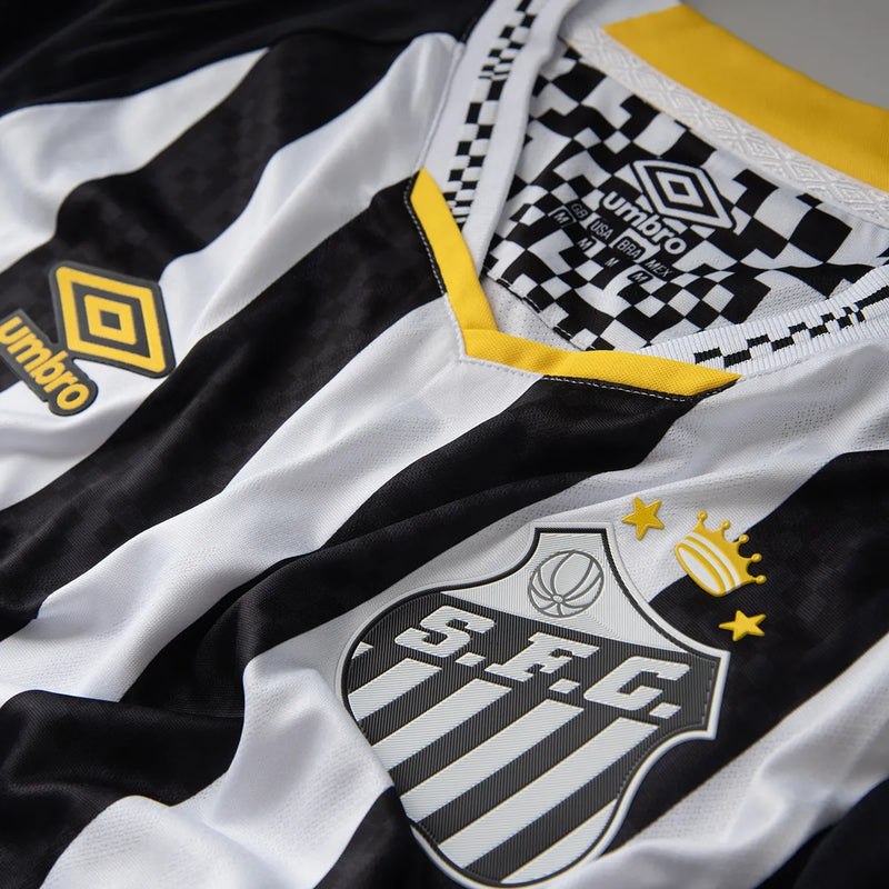 Camisa Santos Away 25/26 Torcedor Umbro Feminina - Preta e Branca