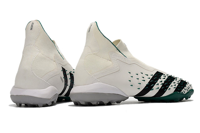 Chuteira Society Adidas Predator Freak + FG White/Green - Cano Alto