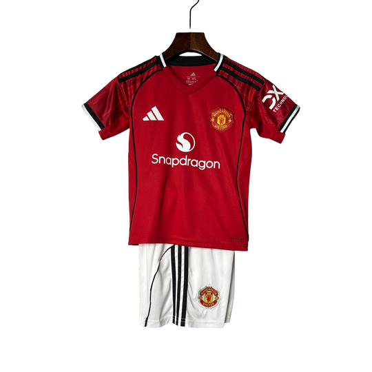 Conjunto Infantil Manchester United Home 25/26 Adidas - Vermelha
