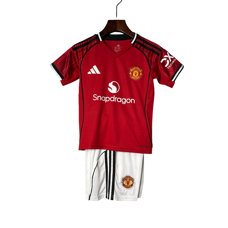 Conjunto Infantil Manchester United Home 25/26 Adidas - Vermelha