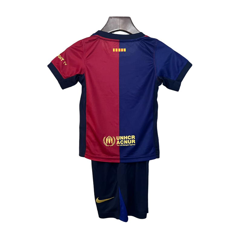 Conjunto Infantil Barcelona Home 24/25 Nike - Azul e Grená