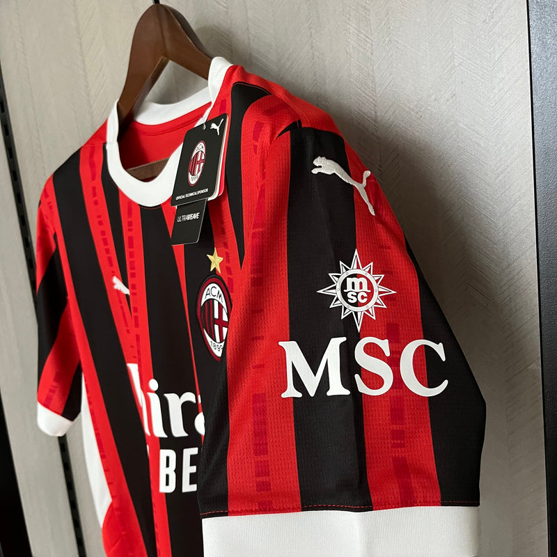Camisa AC Milan Home 24/25 Torcedor Masculina - Preta e Vermelha