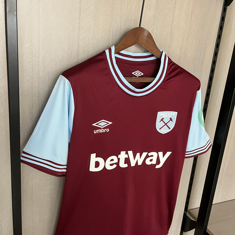 Camisa West Ham Home 24/25 s/n° Torcedor Umbro Masculina - Grená