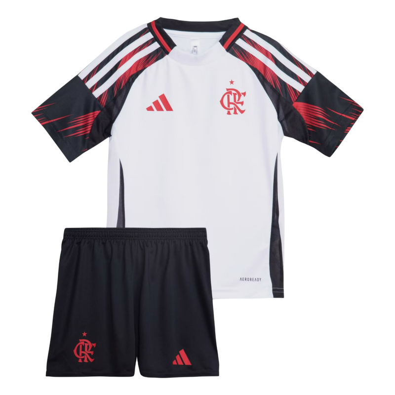 Conjunto Infantil Flamengo Away 25/26 Adidas - Branca e Vermelha