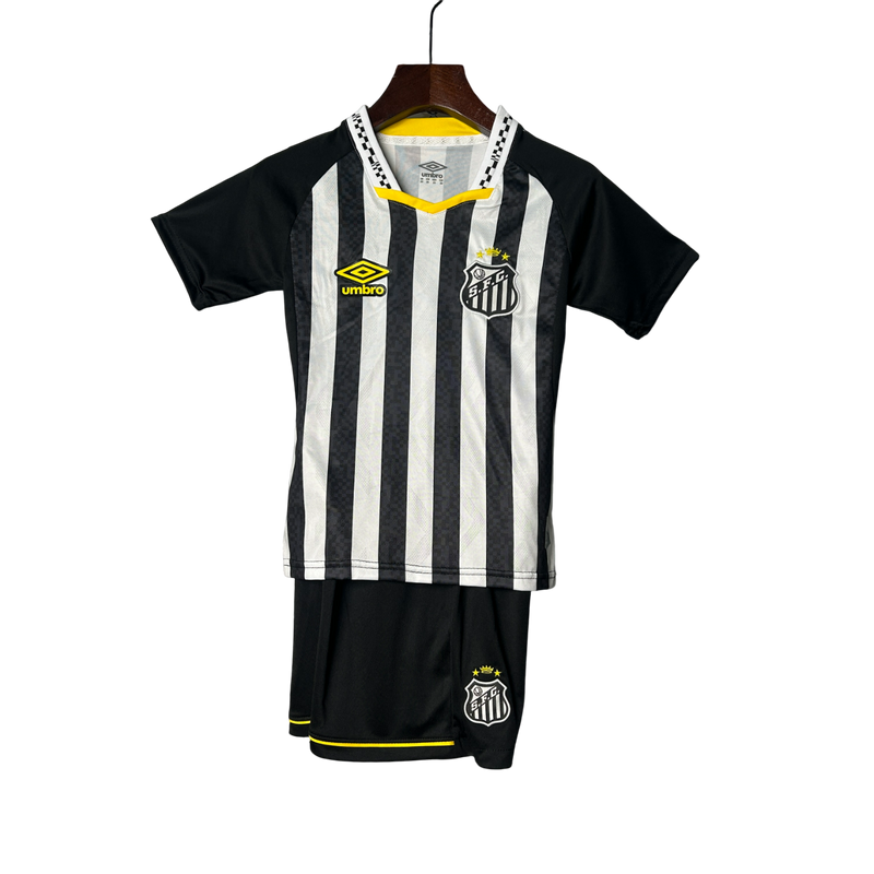 Conjunto Infantil Santos Away 25/26 Umbro - Preta e Branca
