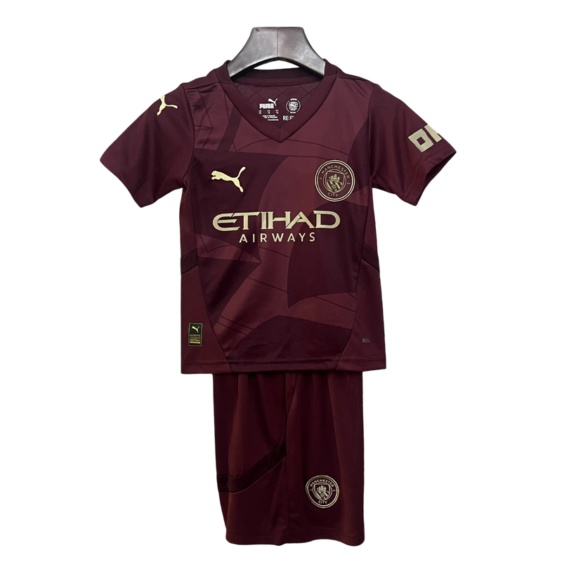 Conjunto Infantil Manchester City Third 24/25 Puma - Vermelha
